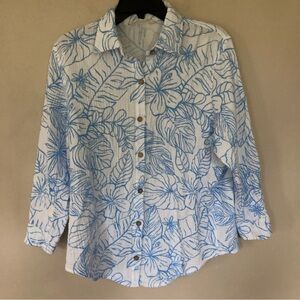Ocean Drive 100% Cotton Gauzy Blue and White Shirt